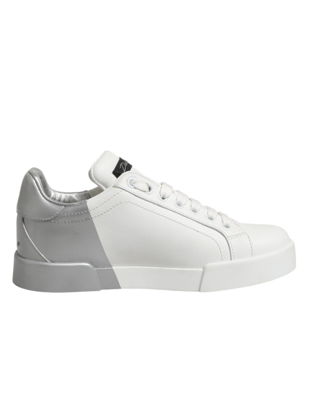 Dolce & Gabbana White and Grey Leather Low-Top Sneakers