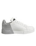 Dolce & Gabbana White and Grey Leather Low-Top Sneakers