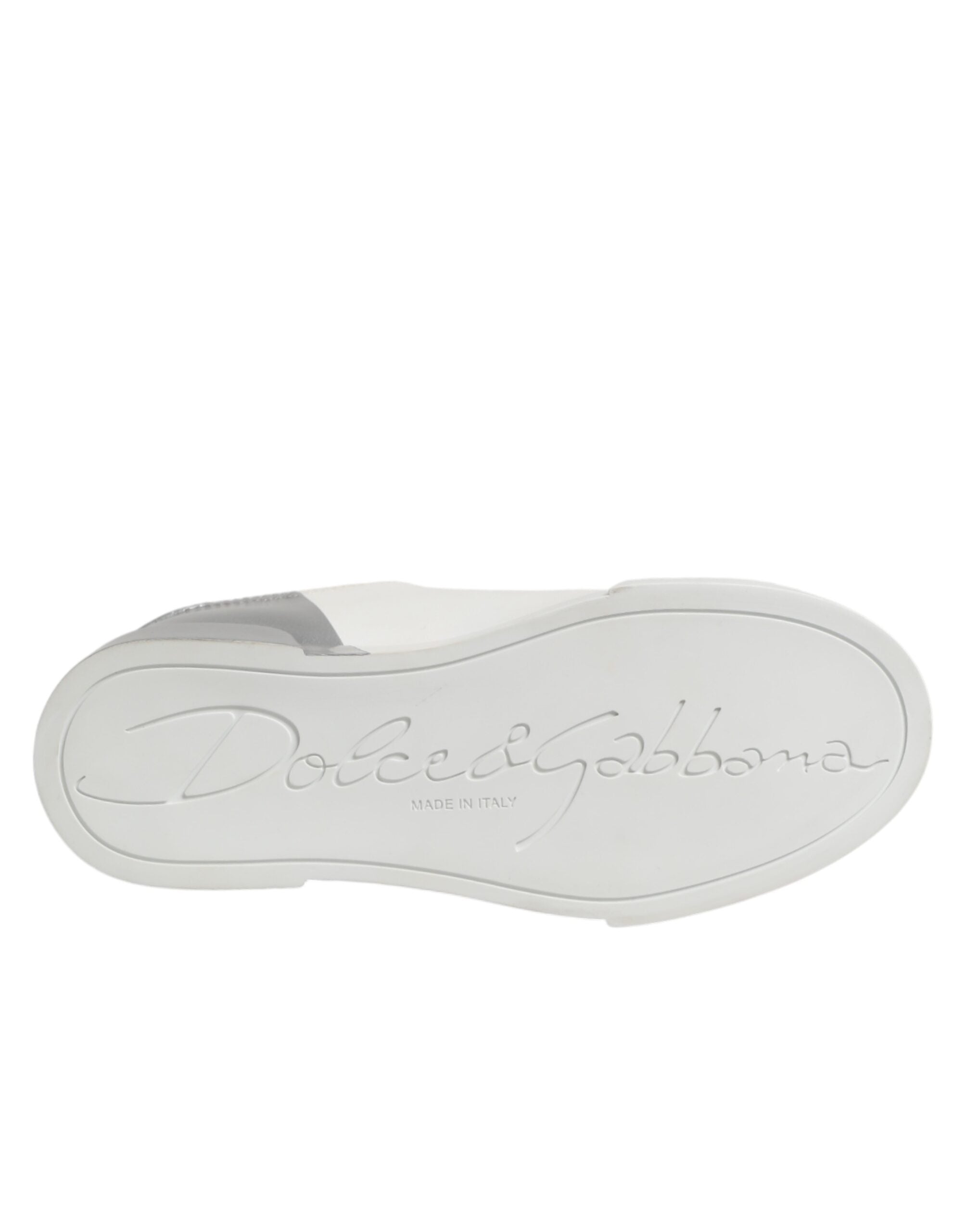 Dolce & Gabbana White and Grey Leather Low-Top Sneakers