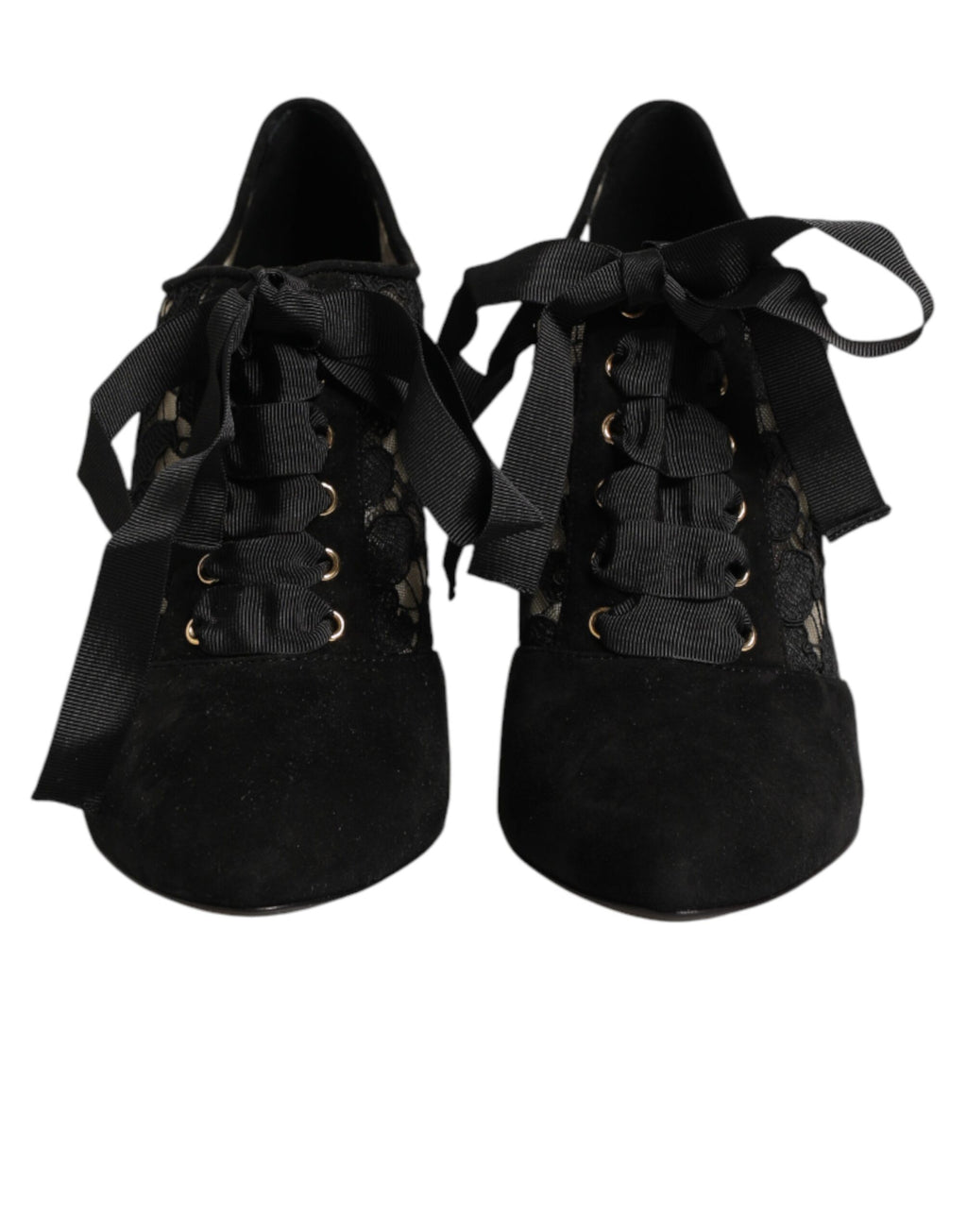 Dolce & Gabbana Schwarze Blumen-High-Heels mit Schnürung, Pumps