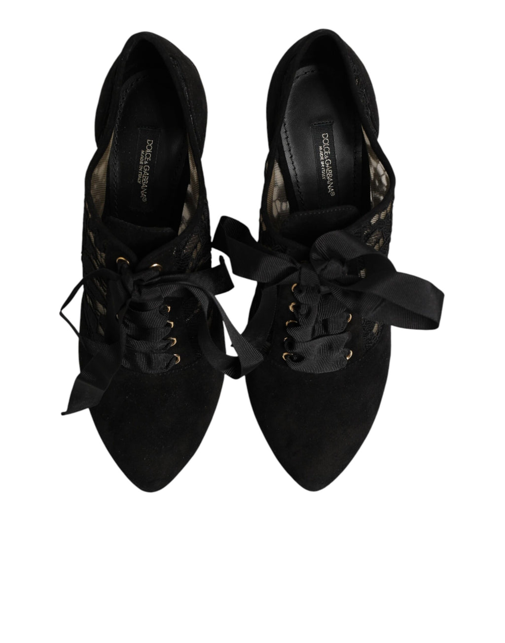 Dolce & Gabbana Schwarze Blumen-High-Heels mit Schnürung, Pumps