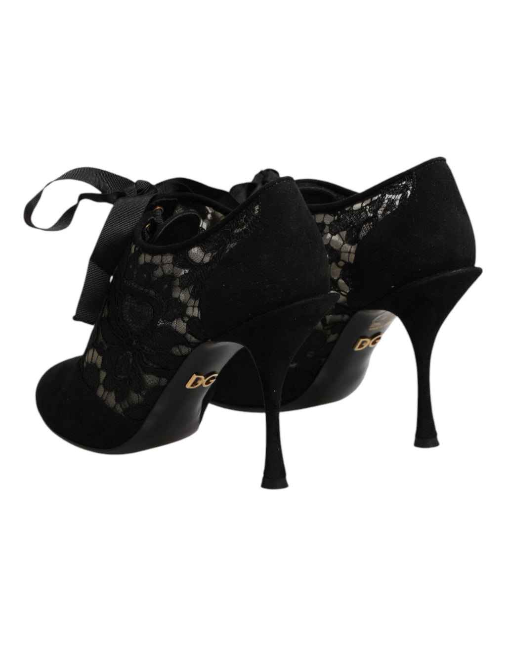 Dolce & Gabbana Schwarze Blumen-High-Heels mit Schnürung, Pumps