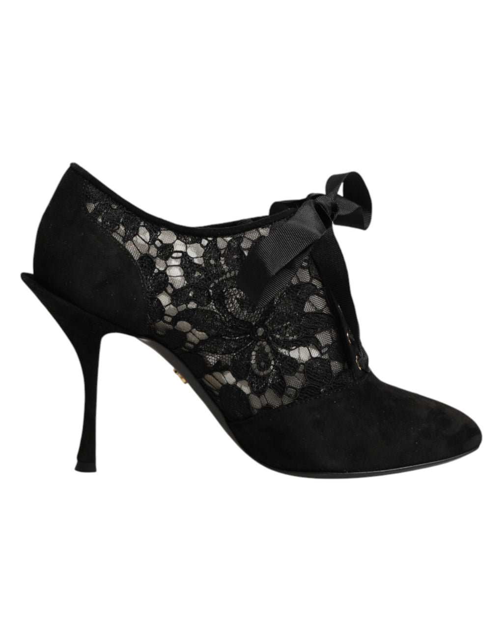 Dolce & Gabbana Schwarze Blumen-High-Heels mit Schnürung, Pumps