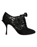Dolce & Gabbana Schwarze Blumen-High-Heels mit Schnürung, Pumps