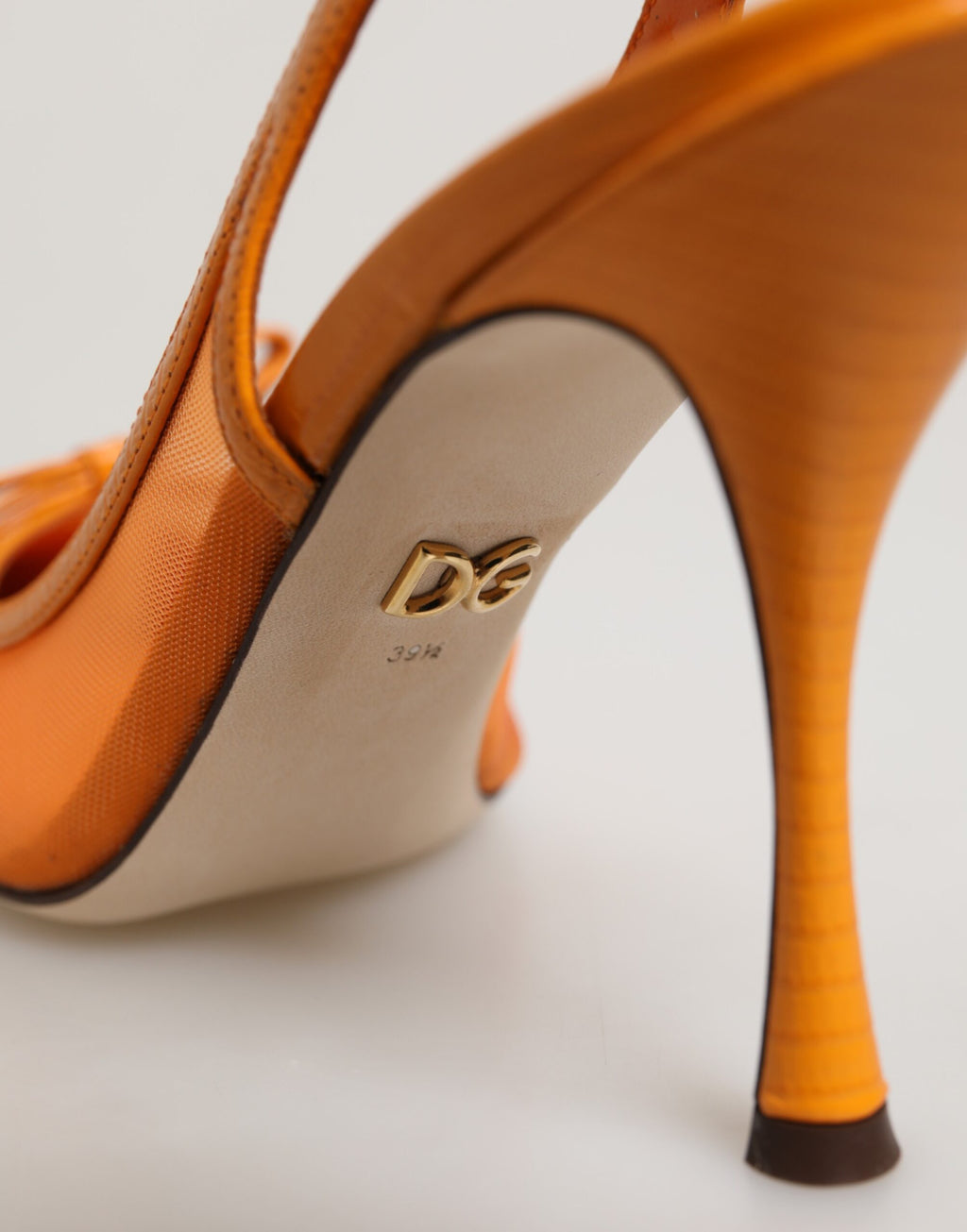 Dolce & Gabbana Orange Leather Mesh Slingback Pumps