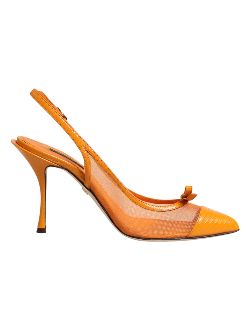Dolce & Gabbana Orange Leather Mesh Slingback Pumps