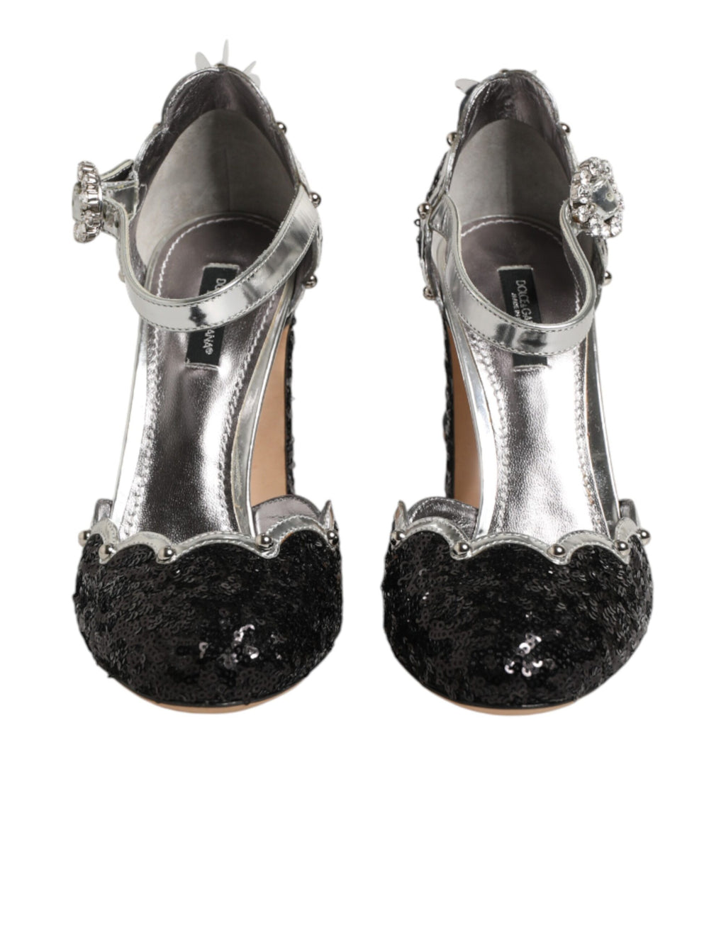 Dolce & Gabbana Black Sequin Ankle Strap Sandals