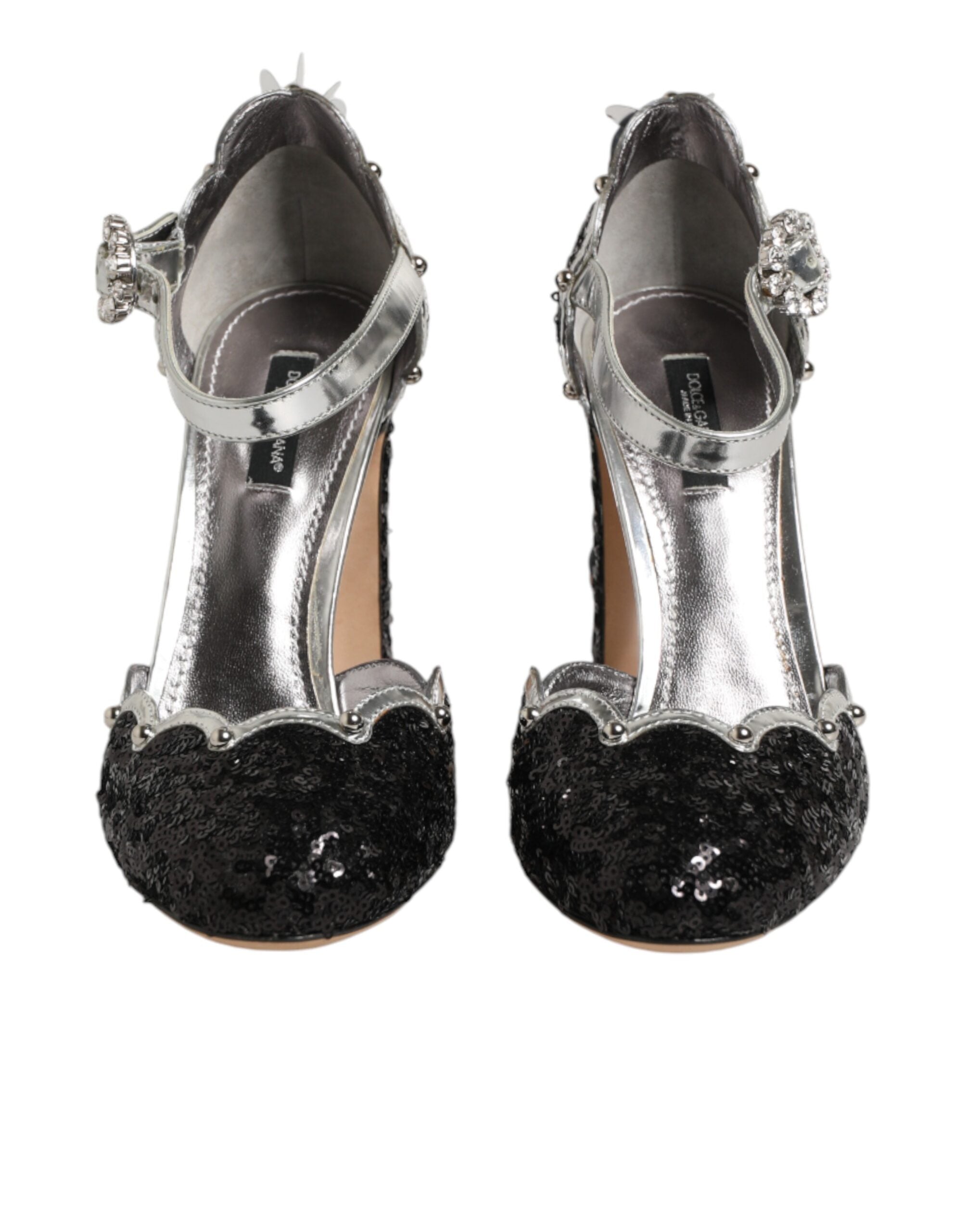 Dolce & Gabbana Black Sequin Ankle Strap Sandals