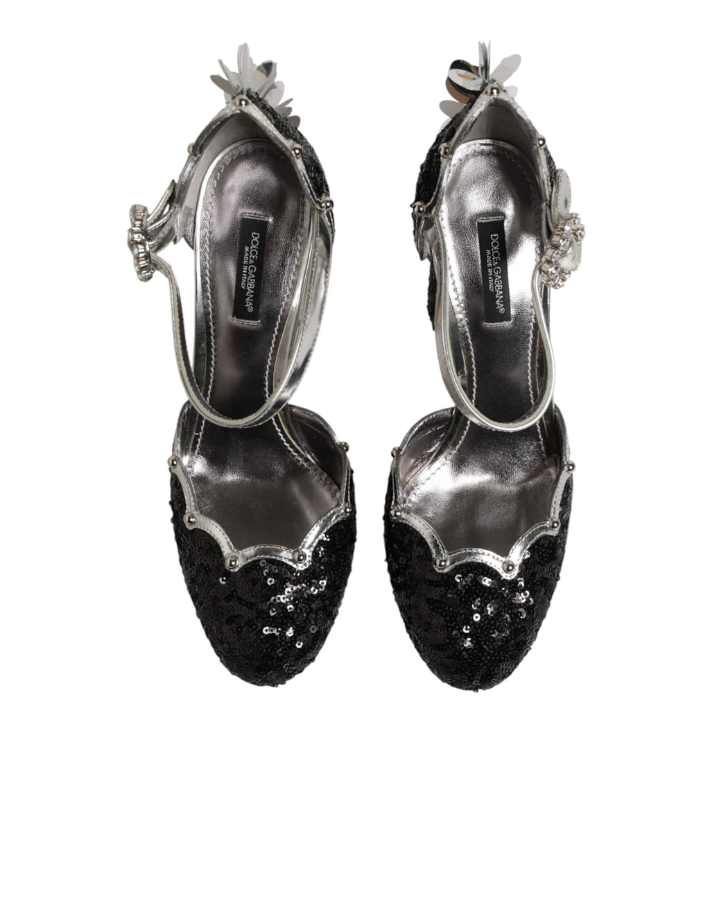 Dolce & Gabbana Black Sequin Ankle Strap Sandals