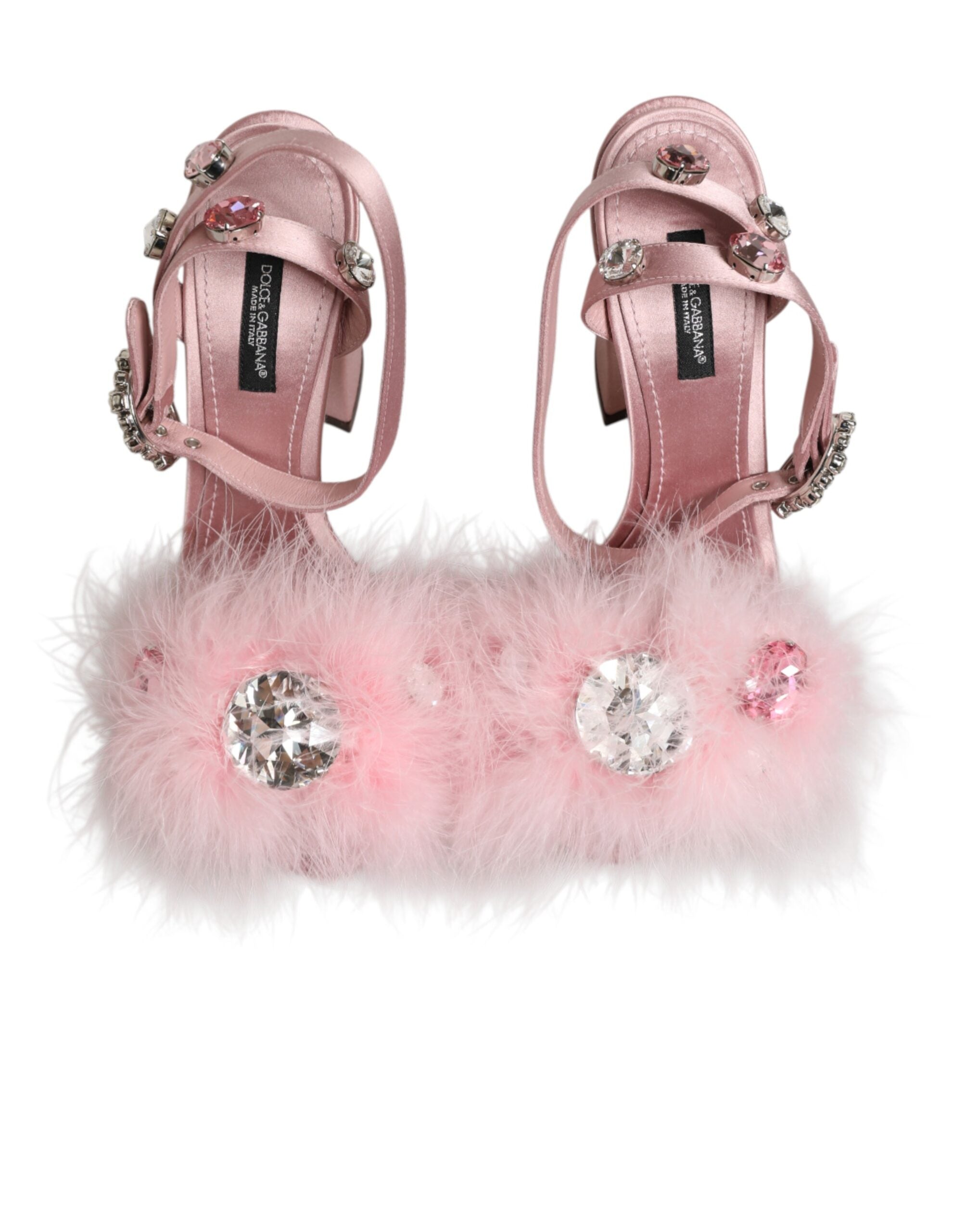 Dolce & Gabbana Pink Sequin Ankle Strap Sandals