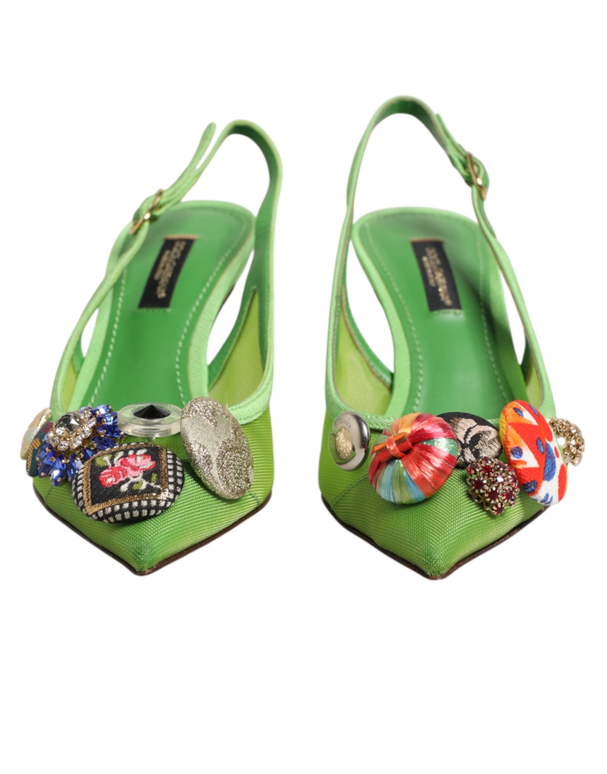 Dolce & Gabbana Grüne Slingback-Pumps mit Verzierungen