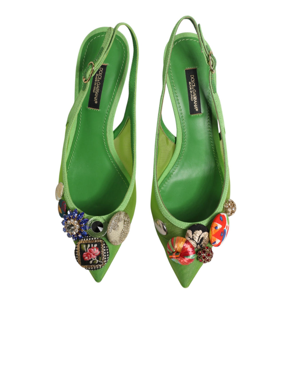 Dolce & Gabbana Grüne Slingback-Pumps mit Verzierungen