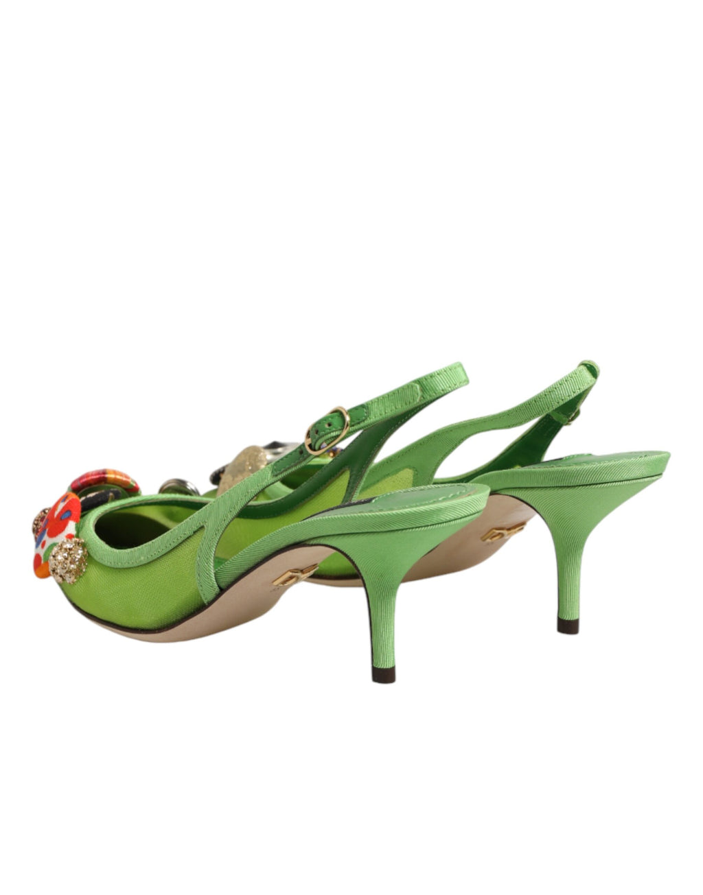 Dolce & Gabbana Grüne Slingback-Pumps mit Verzierungen