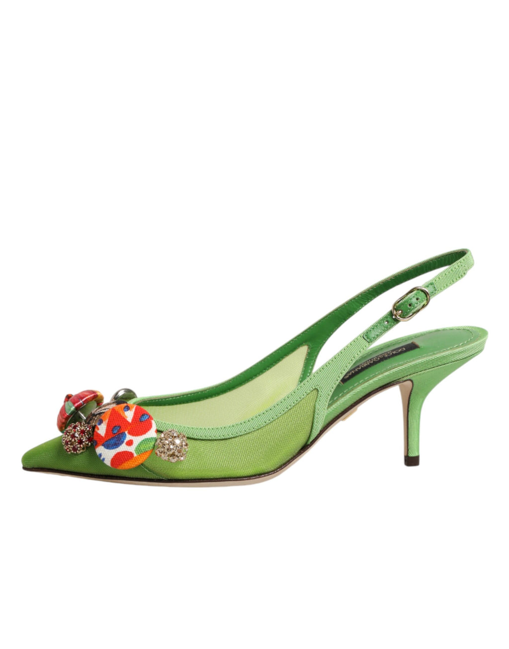 Dolce & Gabbana Grüne Slingback-Pumps mit Verzierungen