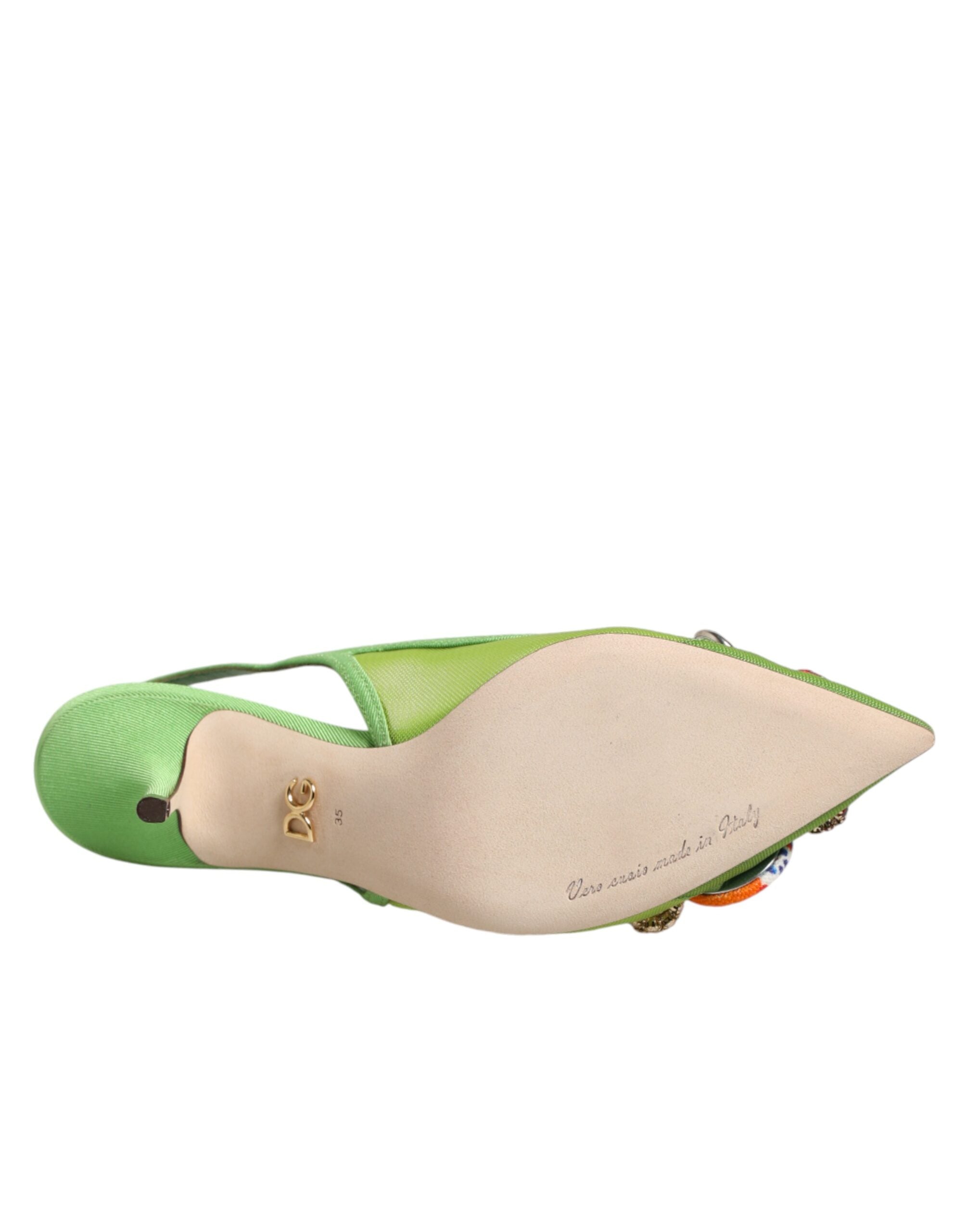 Dolce & Gabbana Grüne Slingback-Pumps mit Verzierungen
