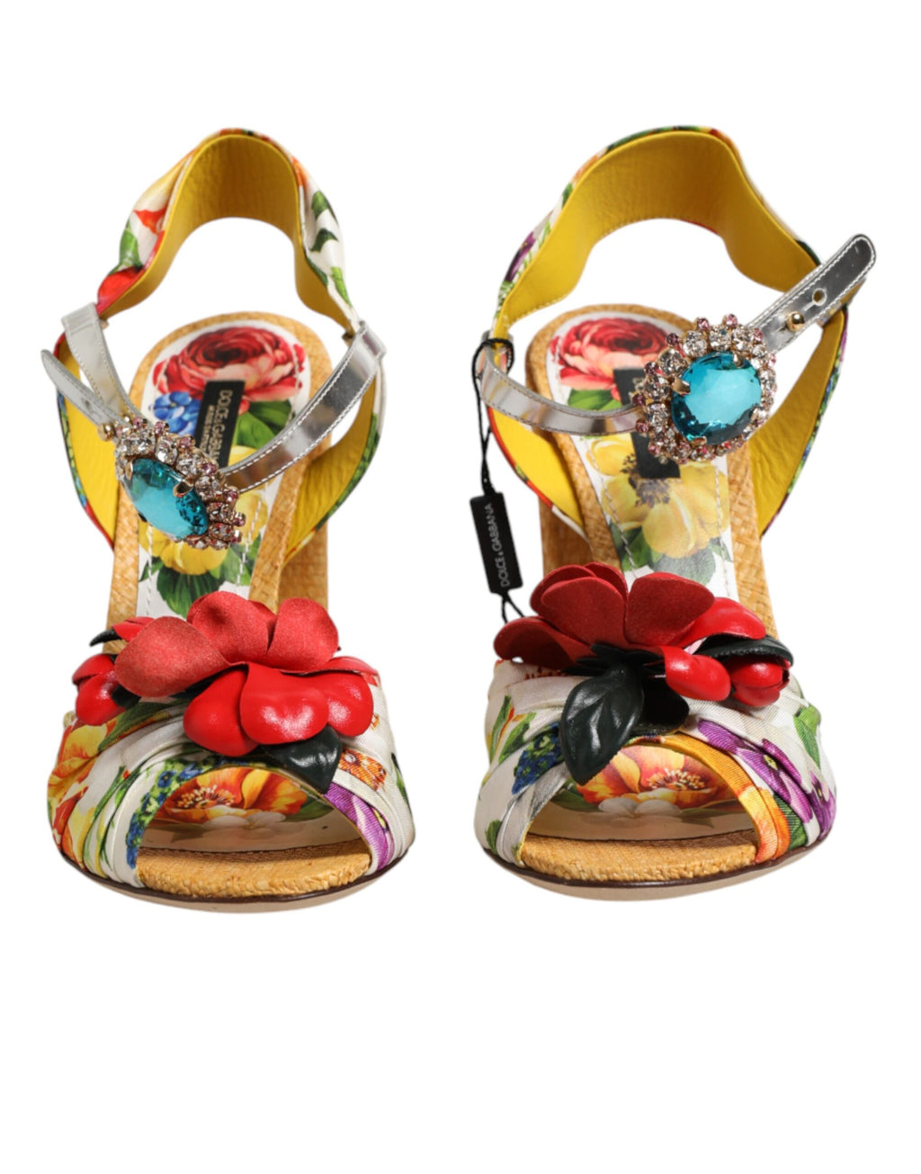 Dolce & Gabbana Multicolor Floral Crystal-Embellished Sandals