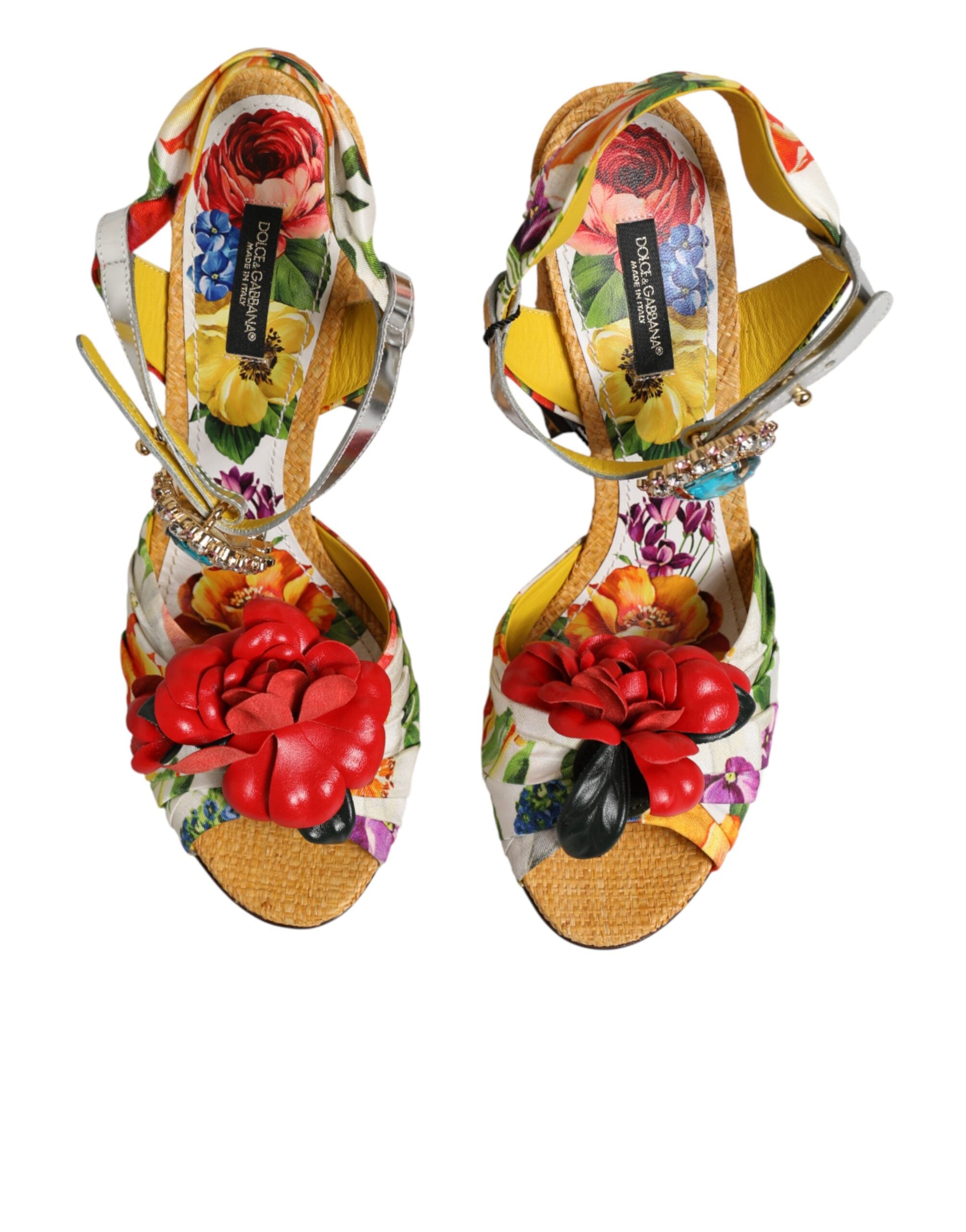 Dolce & Gabbana Multicolor Floral Crystal-Embellished Sandals