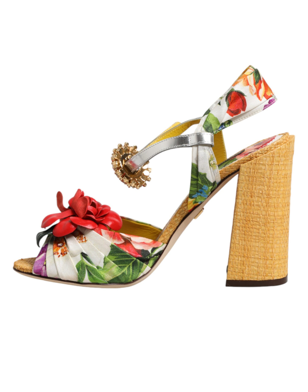 Dolce & Gabbana Multicolor Floral Crystal-Embellished Sandals