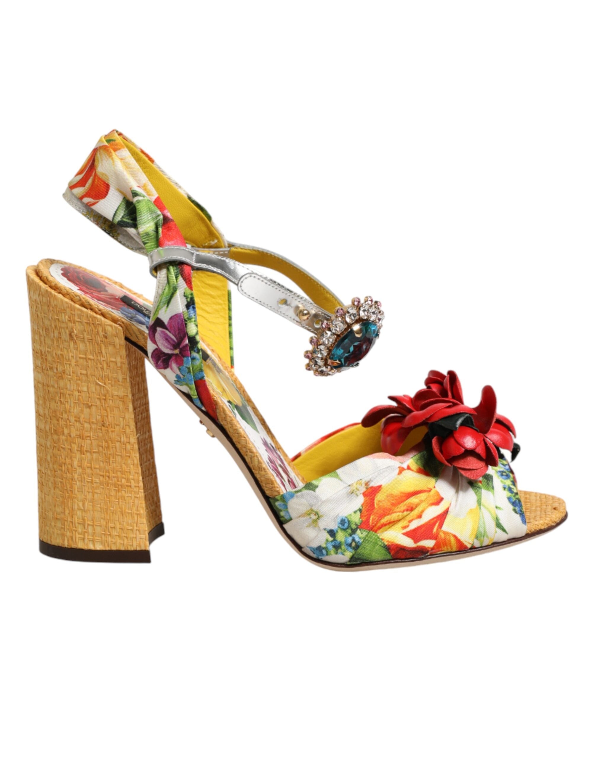 Dolce & Gabbana Multicolor Floral Crystal-Embellished Sandals