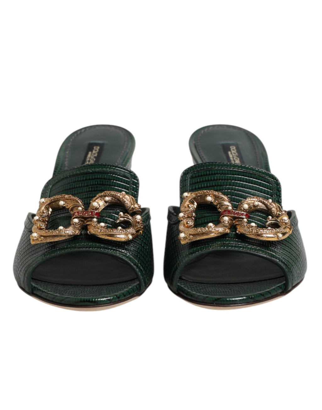 Dolce & Gabbana Grüne DG Amore Absatz-Pantoletten