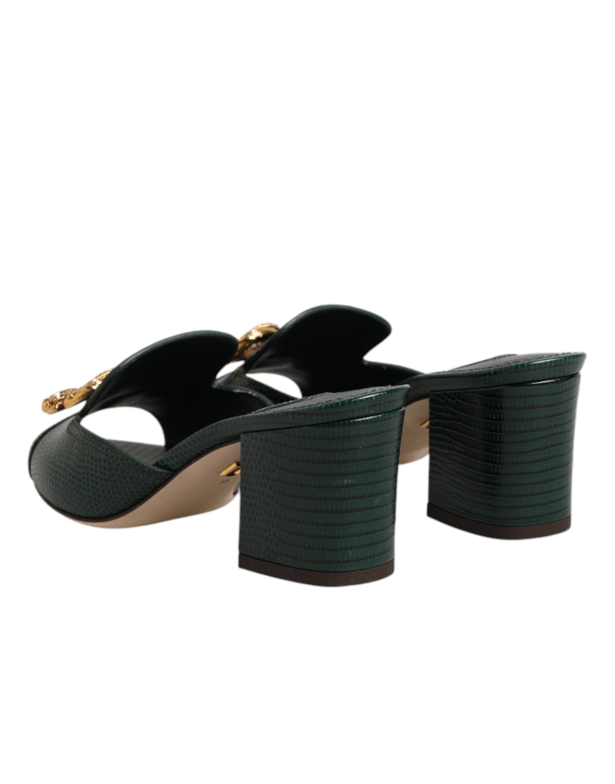 Dolce & Gabbana Grüne DG Amore Absatz-Pantoletten
