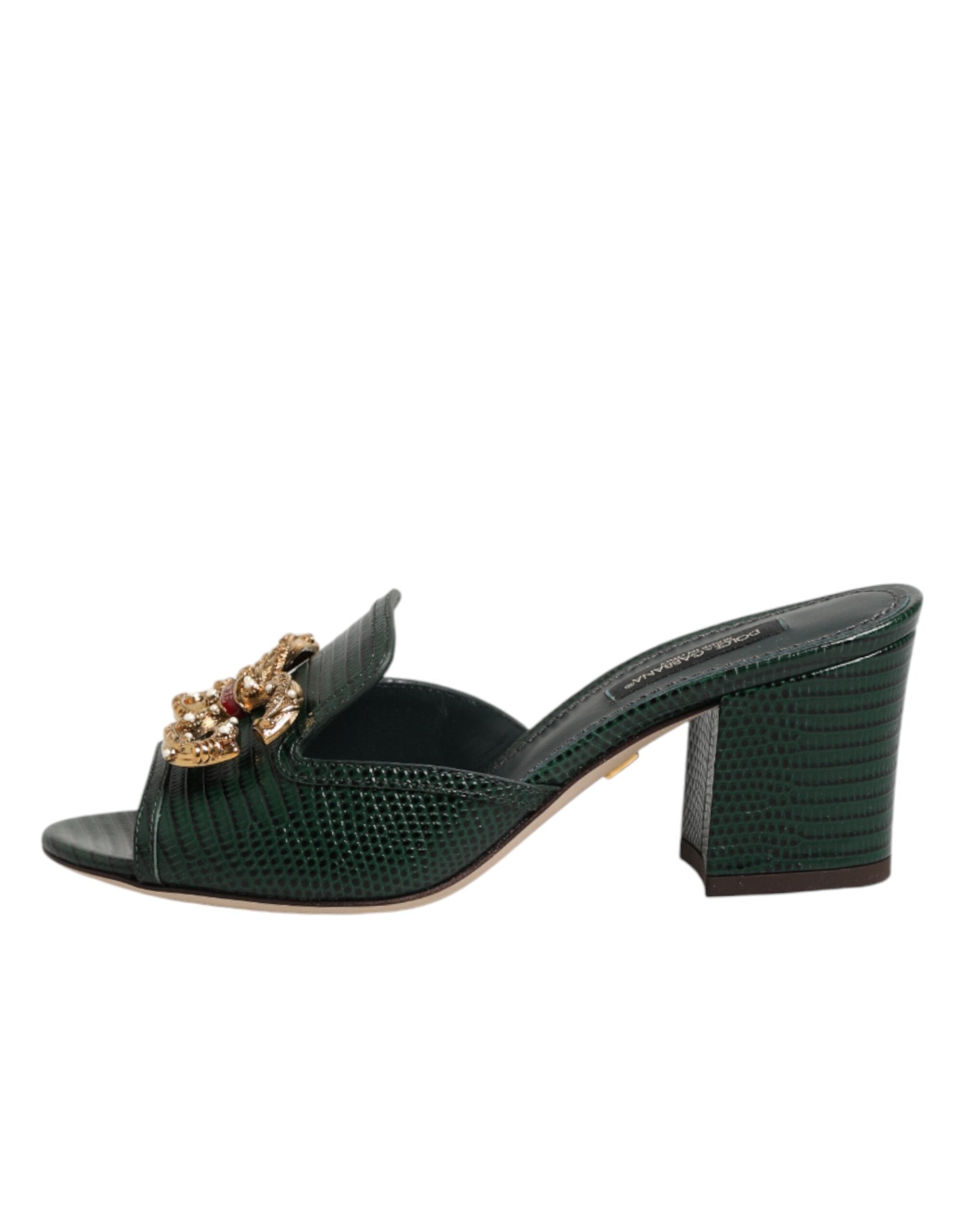 Dolce & Gabbana Grüne DG Amore Absatz-Pantoletten