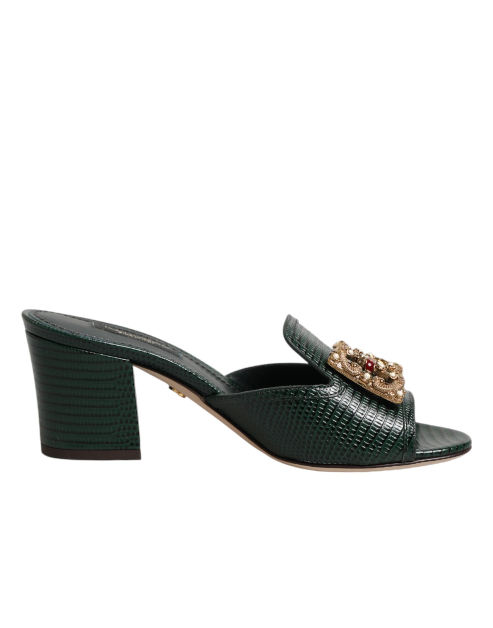 Dolce & Gabbana Grüne DG Amore Absatz-Pantoletten