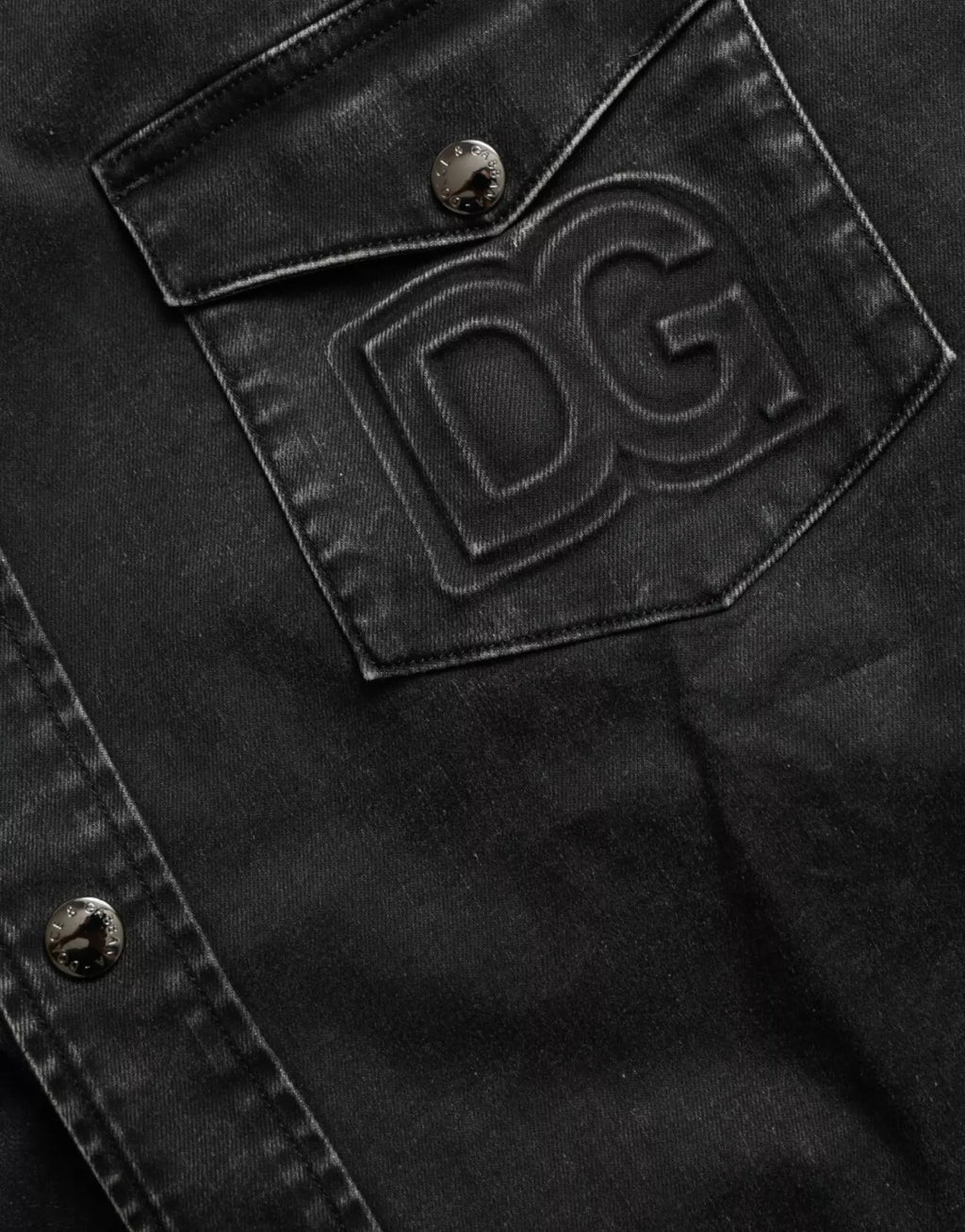 Dolce & Gabbana Black Long-Sleeve Cotton Denim Shirt