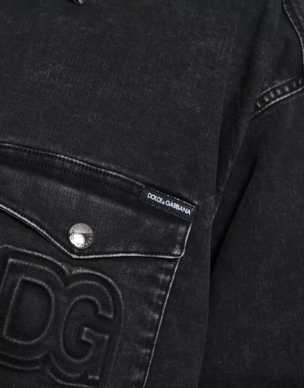 Dolce & Gabbana Black Long-Sleeve Cotton Denim Shirt