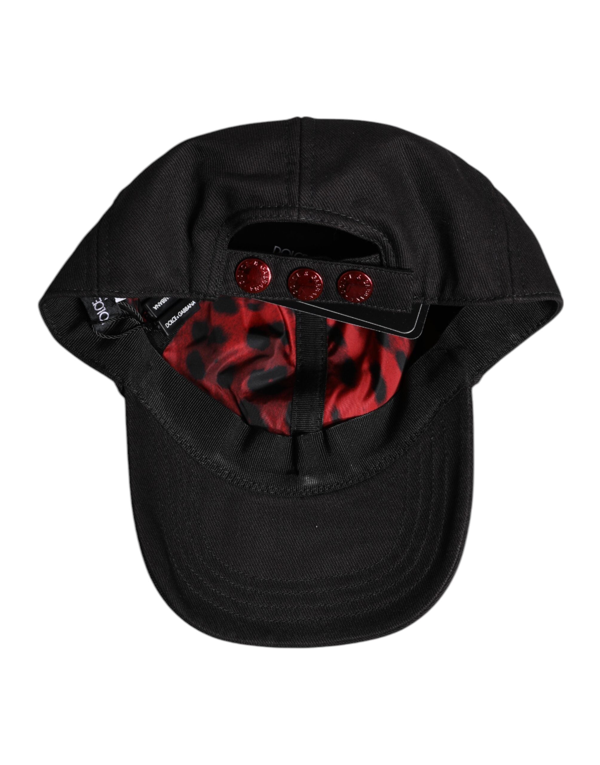 Dolce & Gabbana Schwarze Baumwoll-Baseballkappe mit 6 Panels und Logo-Patch