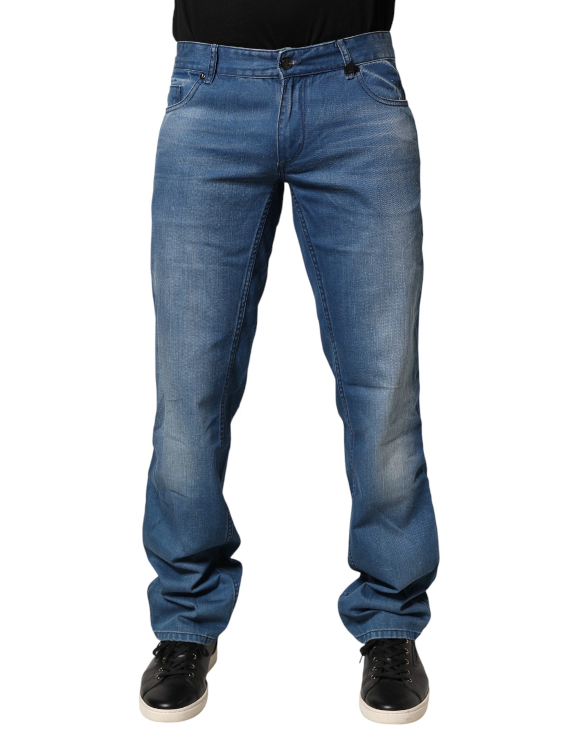 Verri Blue Washed Cotton Regular Fit Men's Jeans