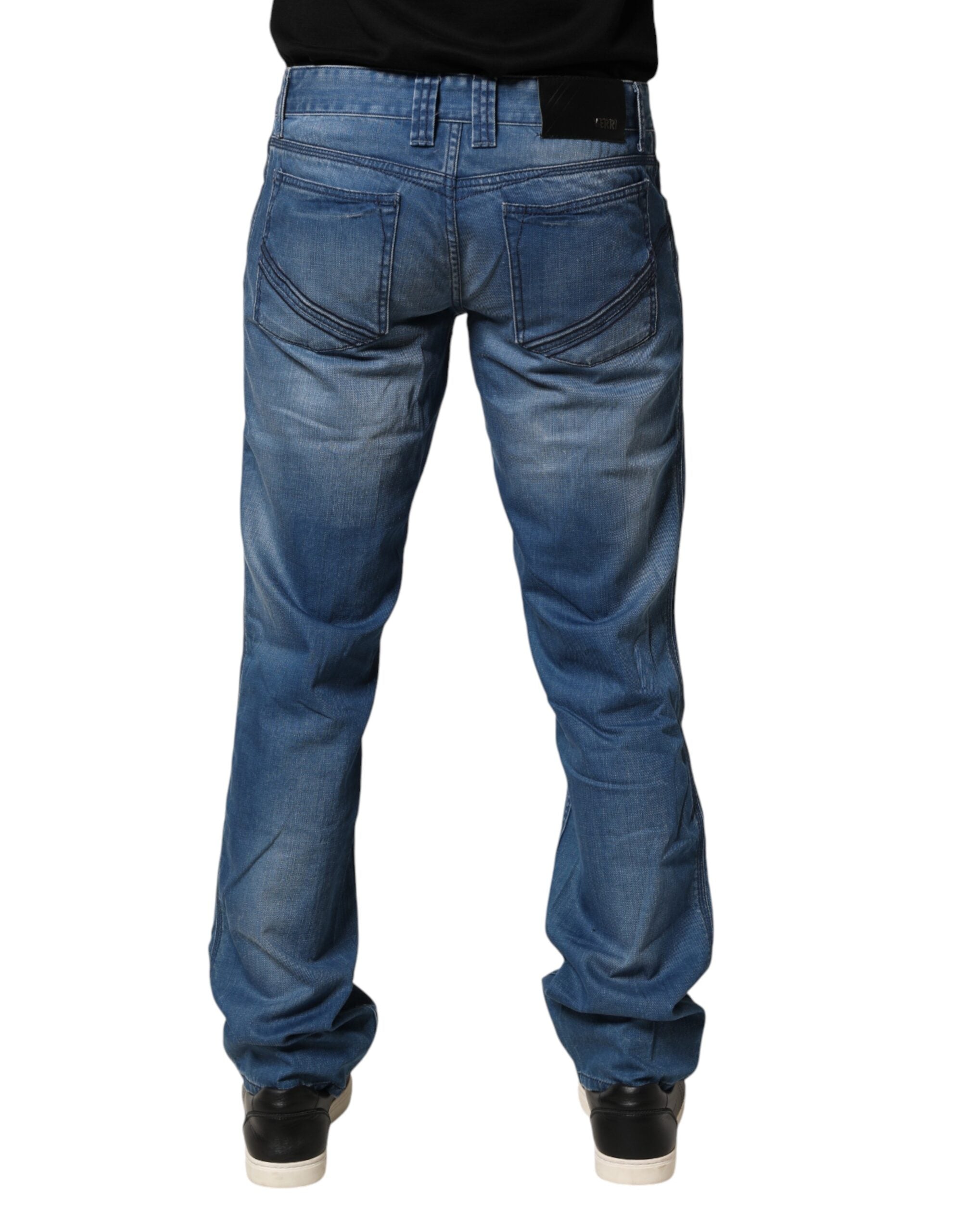 Verri Blue Washed Cotton Regular Fit Men's Jeans