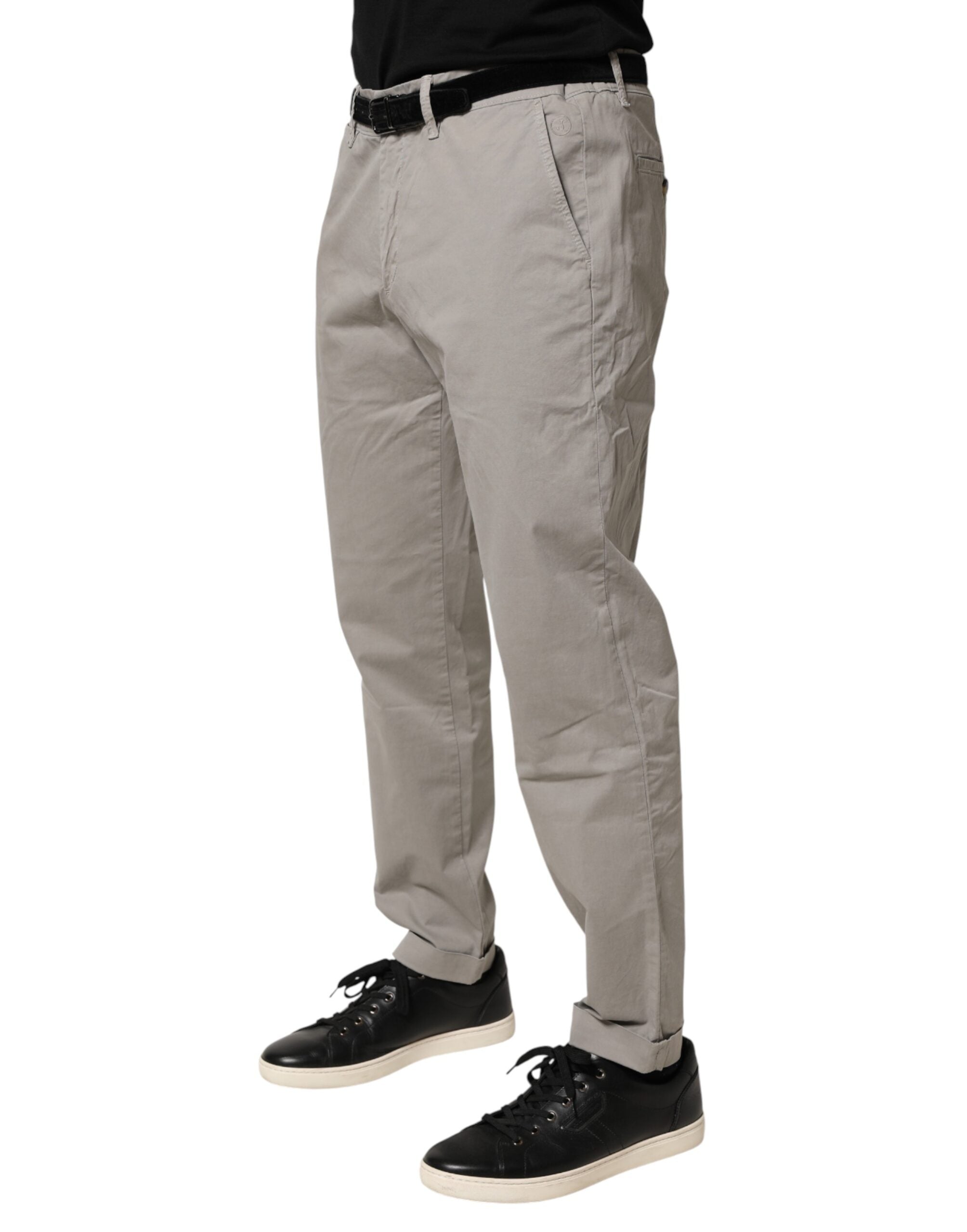 Jeckerson Men's Grey Slim-Fit Cotton-Stretch Chino Pants