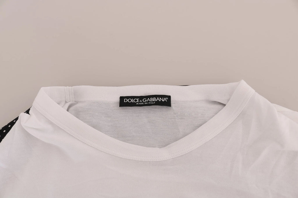 Dolce & Gabbana Cotton T-Shirt with Silk Scarf, Black and White