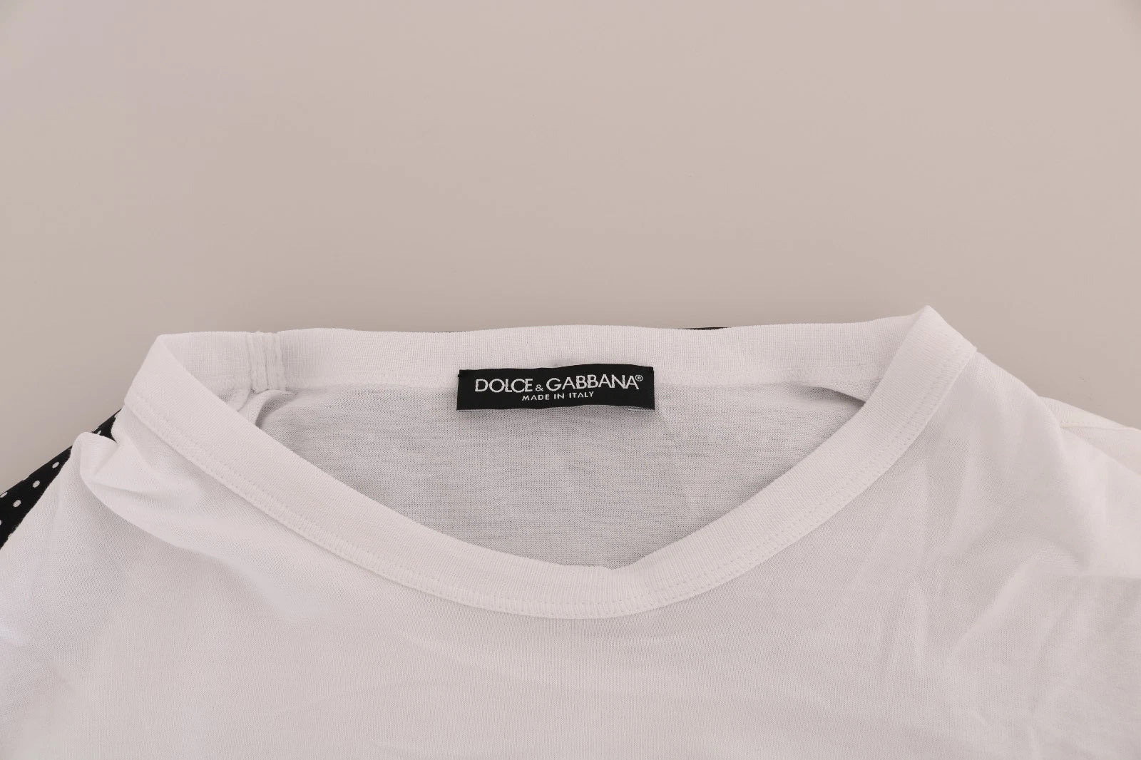 Dolce & Gabbana Cotton T-Shirt with Silk Scarf, Black and White