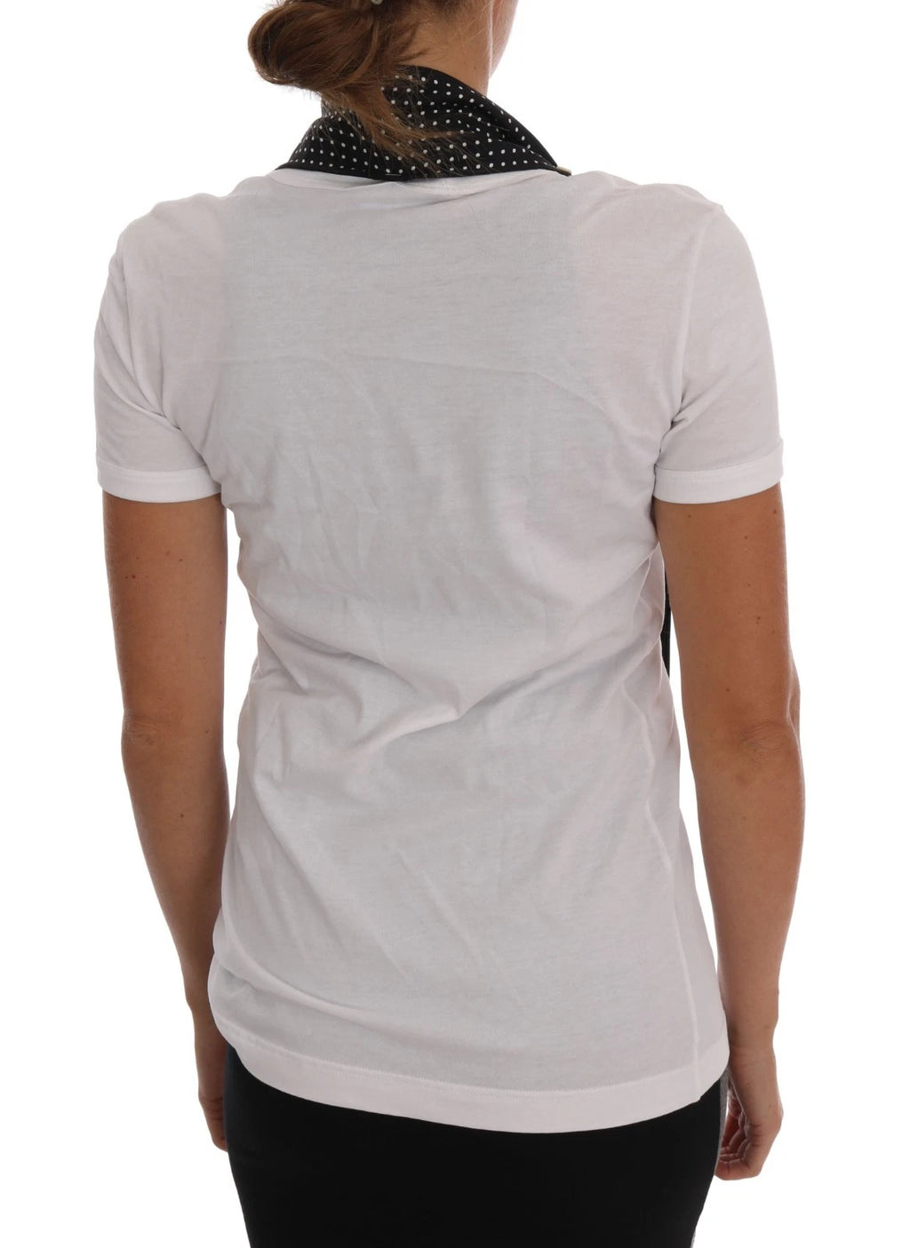 Dolce & Gabbana Cotton T-Shirt with Silk Scarf, Black and White
