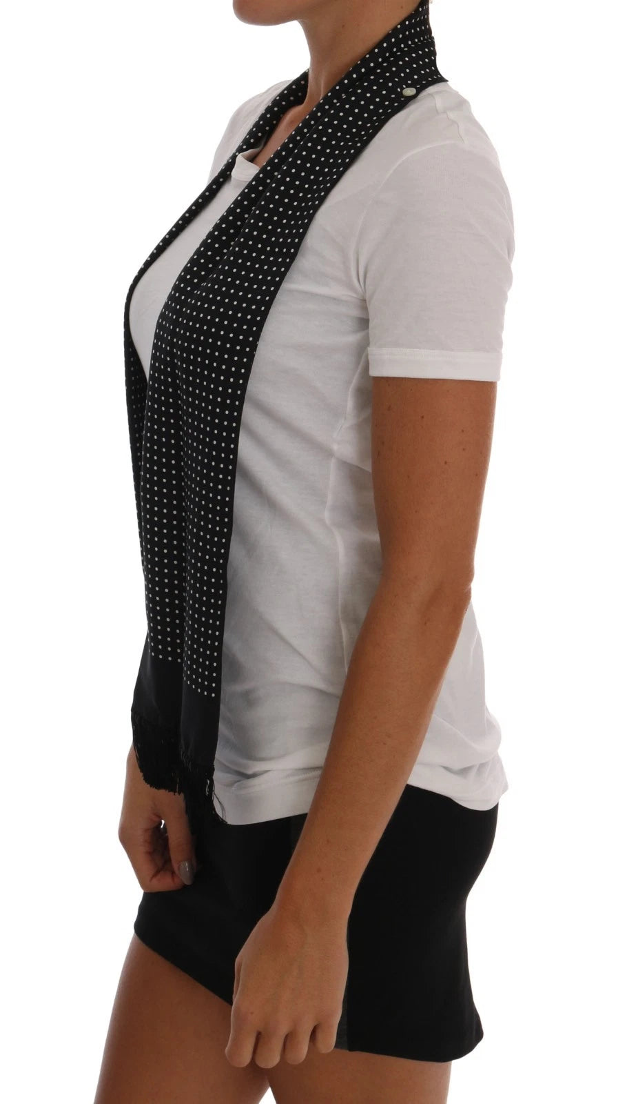 Dolce & Gabbana Cotton T-Shirt with Silk Scarf, Black and White