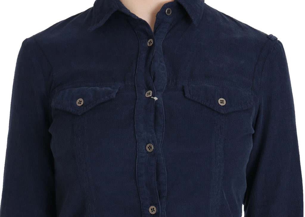 Eight-wale corduroy shirt with long sleeves