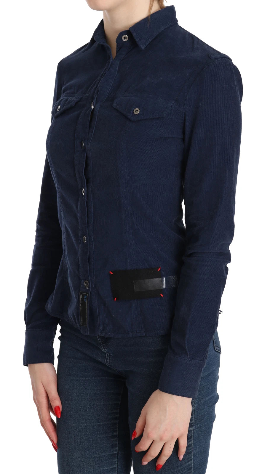 Eight-wale corduroy shirt with long sleeves