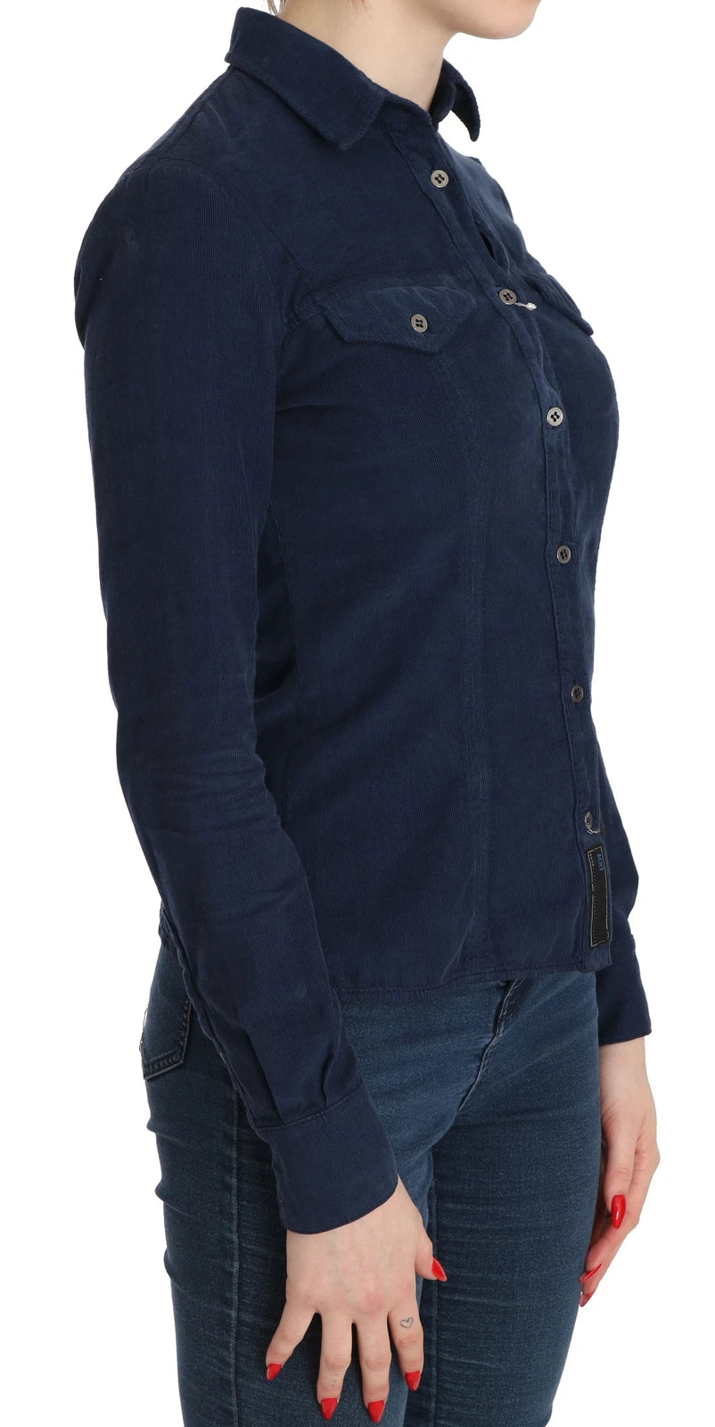 Eight-wale corduroy shirt with long sleeves