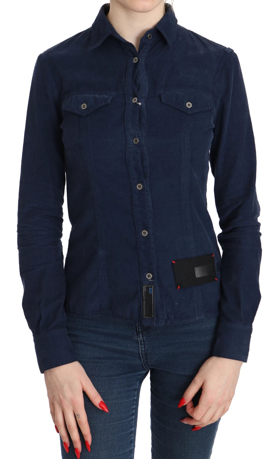 Eight-wale corduroy shirt with long sleeves