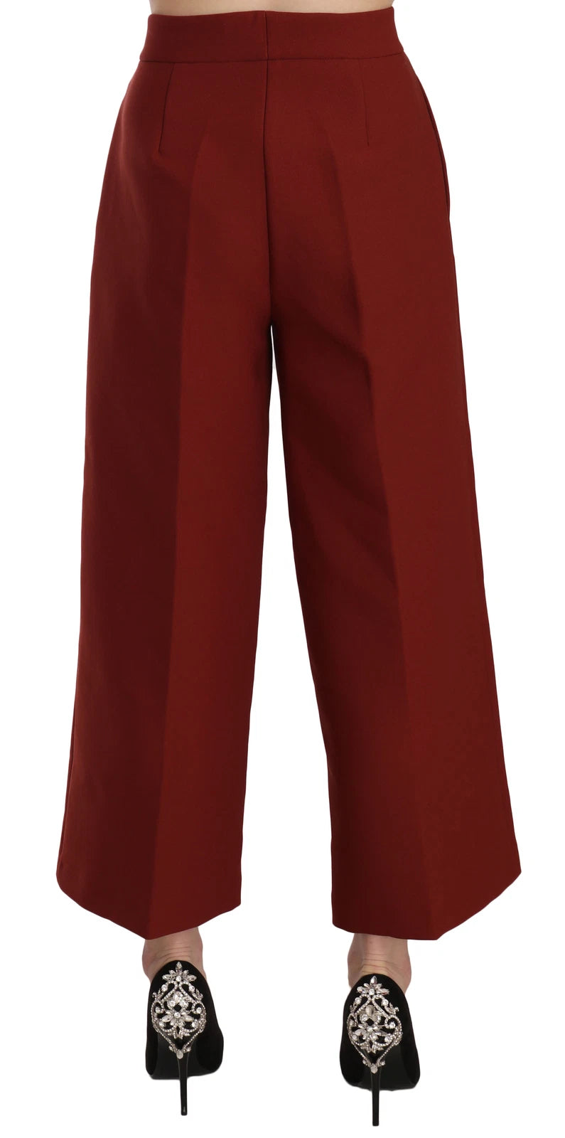 Jucca Red, high-waisted, cropped flare trousers in a dress-like style