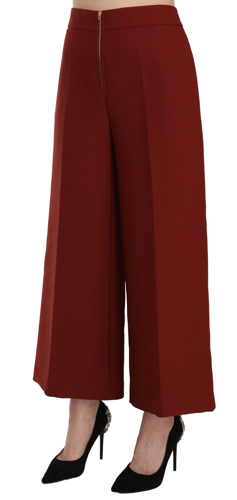 Jucca Red, high-waisted, cropped flare trousers in a dress-like style