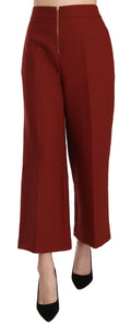 Jucca Red, high-waisted, cropped flare trousers in a dress-like style