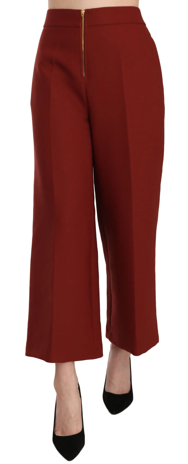Jucca Red, high-waisted, cropped flare trousers in a dress-like style