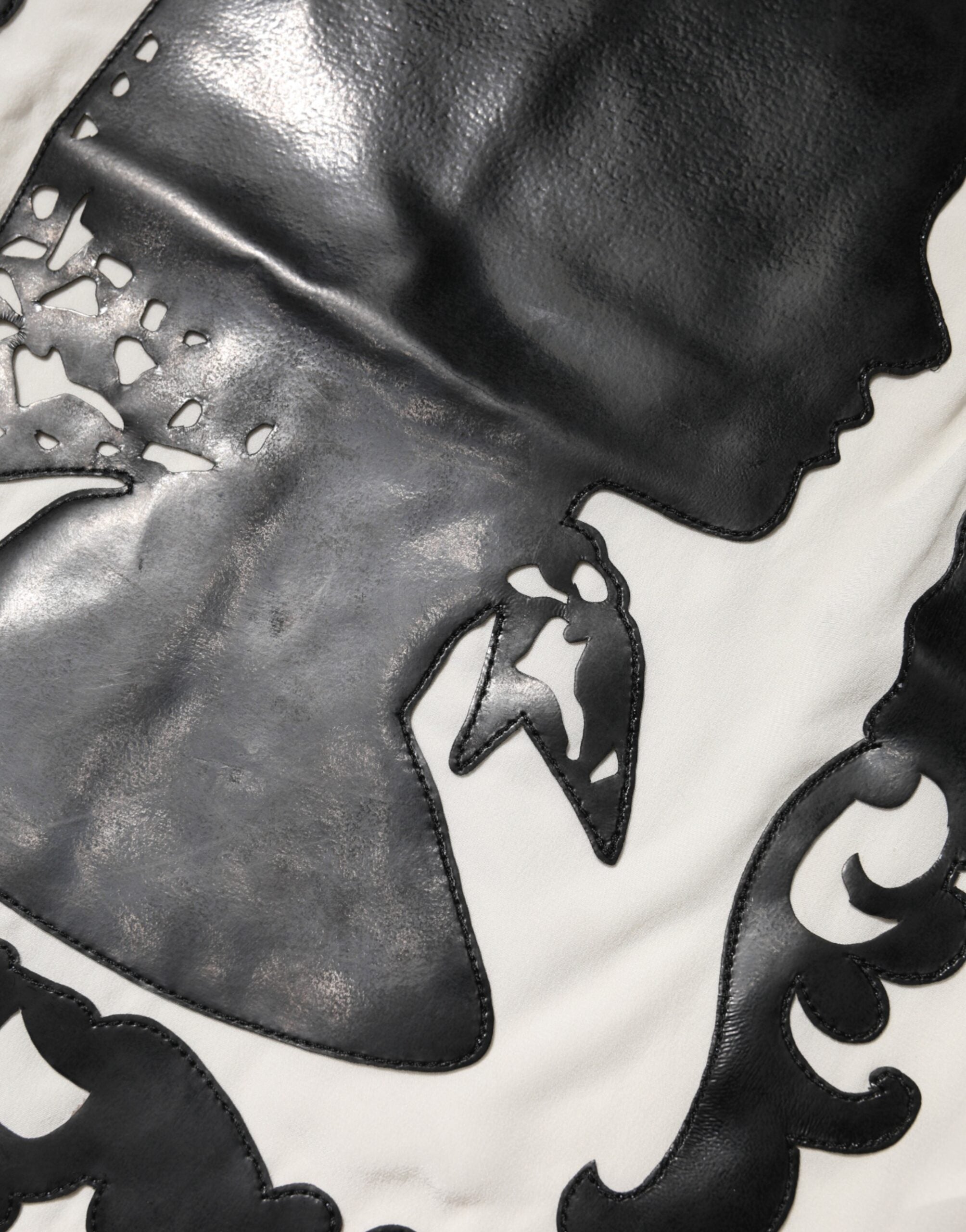 Dolce & Gabbana Silk Top with Silhouette Detail and Short Sleeves