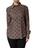 Dolce & Gabbana Logo Long-Sleeve Collared Shirt in Brown
