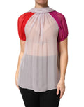 Dolce & Gabbana Silk Blouse with Short Sleeves and Colorful Patterns