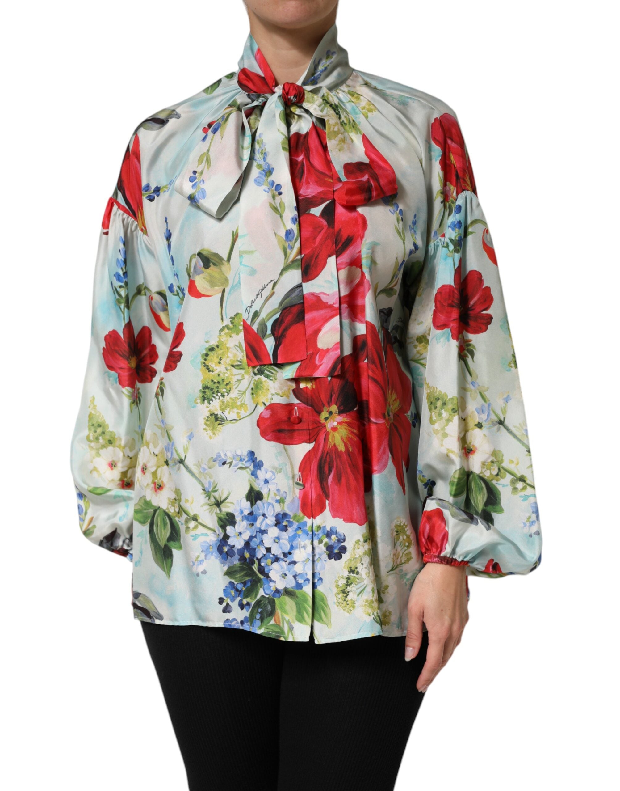 Dolce & Gabbana Bluse mit langen Ärmeln und floralem Muster in Multicolor