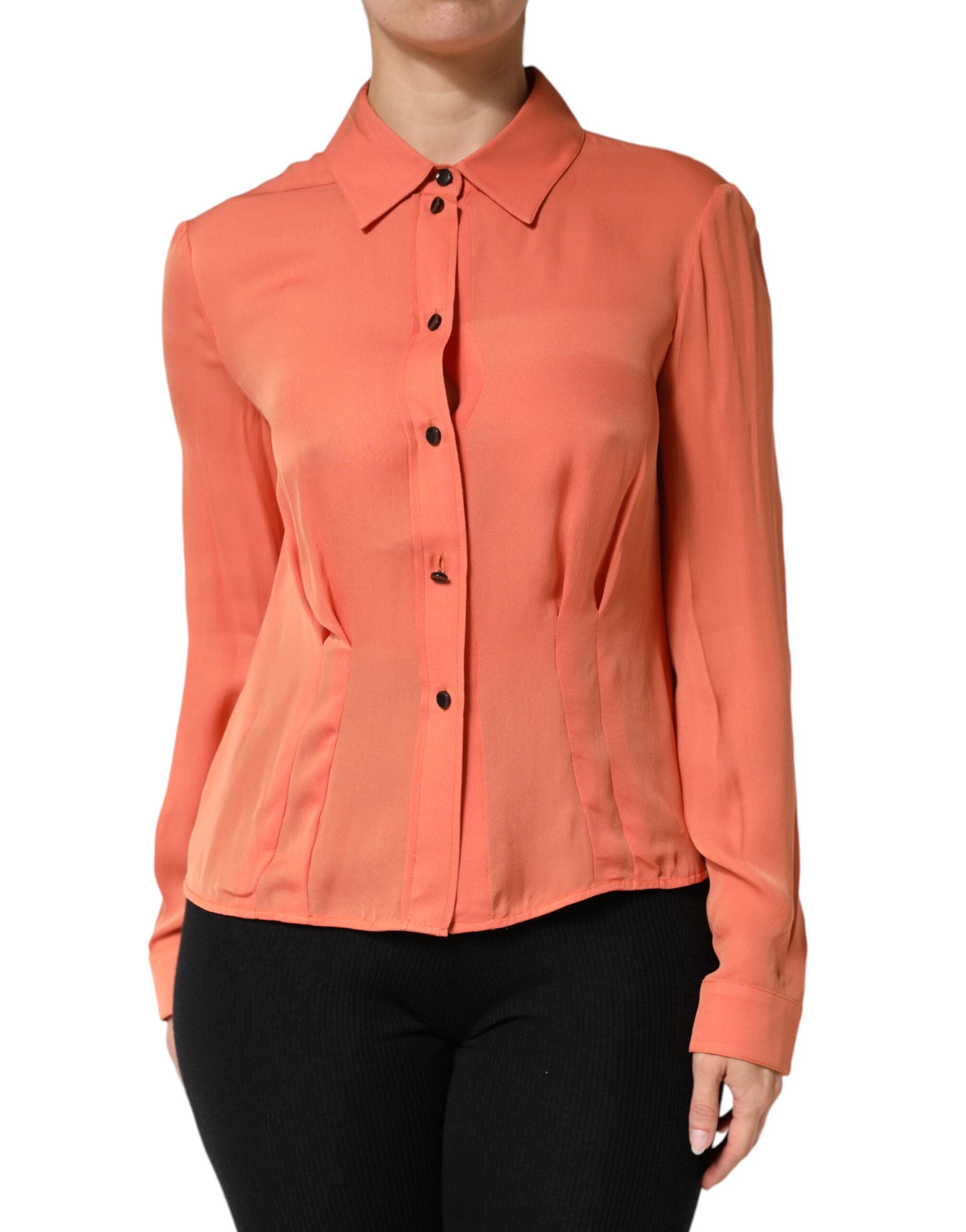 Emporio Armani Orange Long-Sleeve Button-Up Shirt